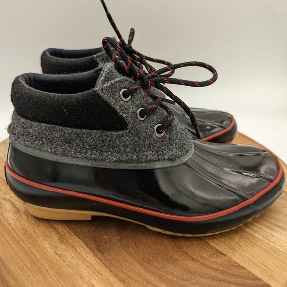 Bass Mandarin Short Duck Boots Woman's Size 6 Black‎ Gray Wool - Picture 4 of 14